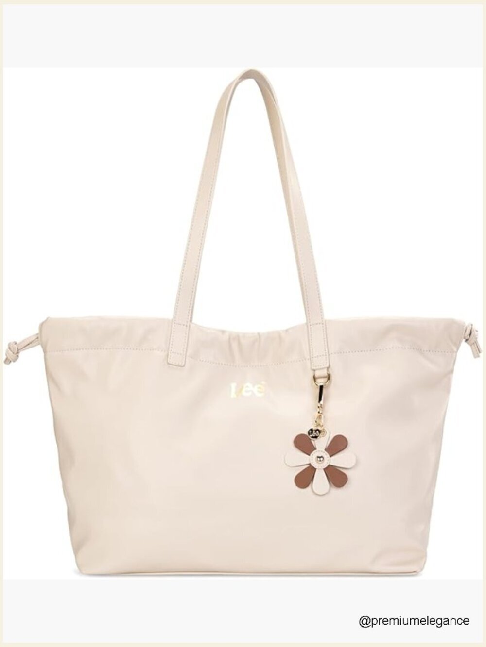 Large Vegan Leather Tote Bag with Drawstring Closure, Fits 15" Laptop